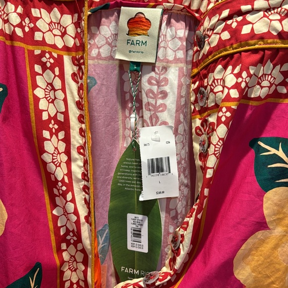 Farm Rio floral button down midi dress with bows on shoulders - Picture 6 of 8